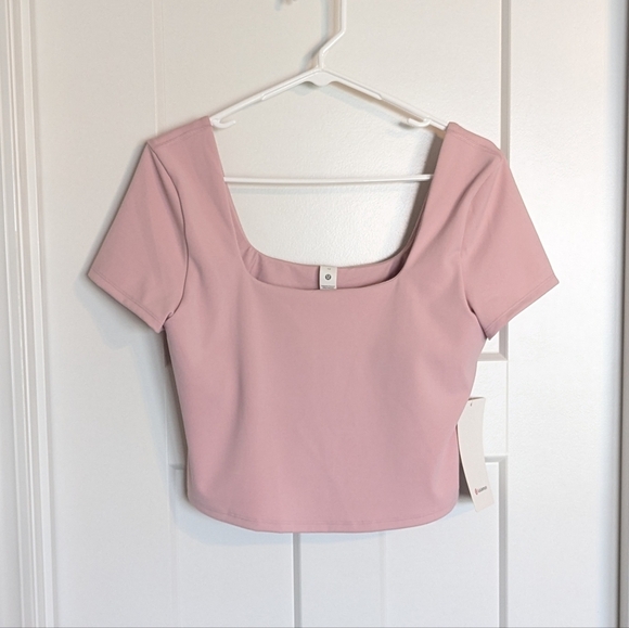 Lululemon Wunder Under Square Neck Crop T - Pink Haze sz 12 NWT - Picture 1 of 7